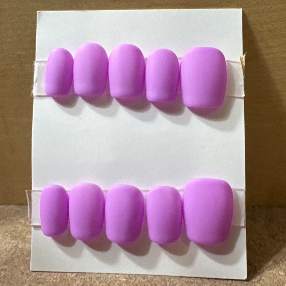 Matte‎ Lavender Press On Nails Medium Square Shape Glue On Nail